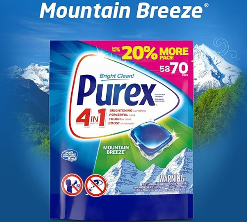 Purex 70-Count Laundry Detergent Pacs, Mountain Breeze as low as $6.12 After Coupon (Reg. $14) + Free Shipping – 9¢/Pac