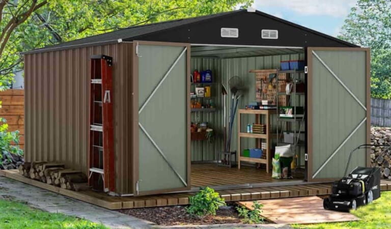 Patiowell 10×10-Foot Metal Shed with Optional Floor Base From $671 + free shipping