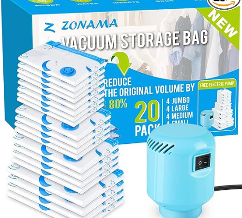 Vacuum Storage Bags with Electric Air Pump, 20-Pack $29.99 (Reg. $47.99) – $1.50/bag!