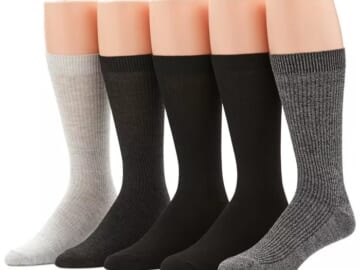 Perry Ellis Portfolio Men's Ribbed Crew Socks 5-Pair Pack for $8 + free shipping w/ $25