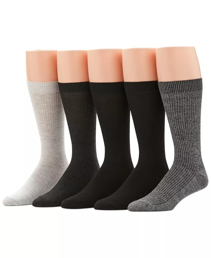 Perry Ellis Portfolio Men's Ribbed Crew Socks 5-Pair Pack for $8 + free shipping w/ $25