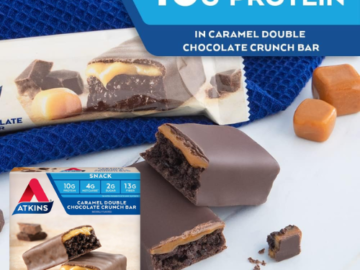 Atkins 5-Count Caramel Double Chocolate Crunch Snack Bar as low as $5.83 when you buy 4 (Reg. $8) + Free Shipping – $1.17/1.55 Oz Bar