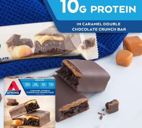 Atkins 5-Count Caramel Double Chocolate Crunch Snack Bar as low as $5.83 when you buy 4 (Reg. $8) + Free Shipping – $1.17/1.55 Oz Bar