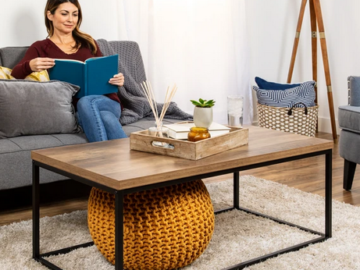Modern Industrial Rectangular Wood Grain Coffee Table only $63.99 shipped (Reg. $130!)
