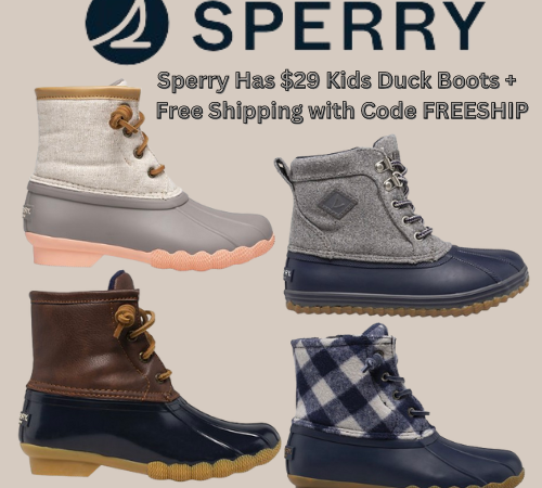 Sperry Has $29 Kids Duck Boots + Free Shipping with Code FREESHIP