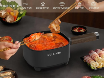 Enjoy the convenience of cooking your favorite meals with CULLINSSS 2L Electric Pot with Steamer, Black for just $25 After Code + Coupon (Reg. $49.99) + Free Shipping