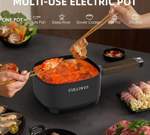 Enjoy the convenience of cooking your favorite meals with CULLINSSS 2L Electric Pot with Steamer, Black for just $25 After Code + Coupon (Reg. $49.99) + Free Shipping