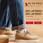 Joe’s New Balance Outlet: Spend & Save: 20% off $100, 25% off $130