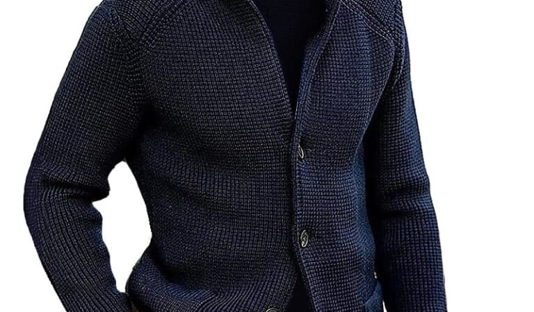 Littrendy Men's Ribbed Knit Cardigan for $16 + $8 s&h