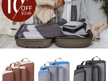 Experience the convenience of organized travel with this Compression Packing Cubes for Travel, 4-Piece as low as $12.99 After Code (Reg. $24.99)
