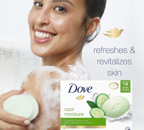 Dove 14-Count Cool Moisture Cucumber & Green Tea Scent Beauty Bar as low as $8.65 After Coupon (Reg. $21.47) + Free Shipping – 62¢/3.75 Oz Bar