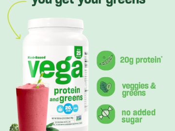 Vega 18-Serving Protein and Greens Vegan Protein Powder as low as $11.68 After Coupon (Reg. $26.37) + Free Shipping – 65¢/Serving