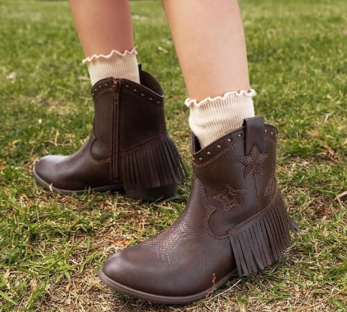 DREAM PAIRS Girls Ankle Western Boots $19.19 After Code (Reg. $38) – Side Zipper Riding Shoes with Tassel, Little Kid/Big Kid