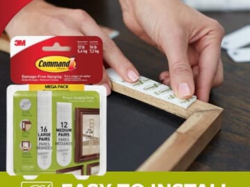Command Medium & Large Picture Hanging Strips, 28-Count $12.99 (Reg. $23) – 46¢/Pair