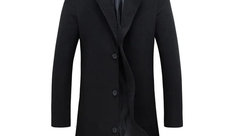 Men's Winter Wool Stand Collar Single-Breasted Overcoat for $18 + $10 s&h