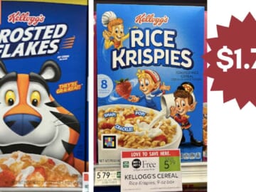 $1.79 Kellogg’s Frosted Flakes & Rice Krispies Cereal