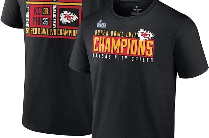 Fanatics Kansas City Chiefs LVII Champions Scoreboard Showcase T-Shirt for $12 + free shipping