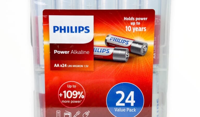 Philips AA Alkaline Battery 24-Pack for $10 + free shipping