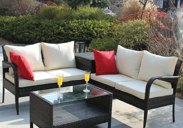 All-Weather 4-Piece Rattan Patio Furniture Set w/ Deck Box for $320 + free shipping