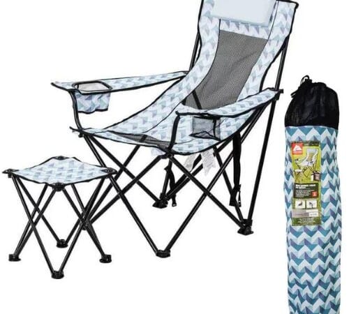 Ozark Trail Lounge Camp Chair with Detached Footrest $17.50 (Reg. $34.98)