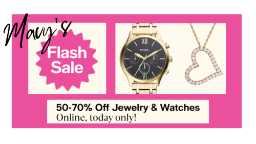 Today Only: Macy’s Flash Sale!  Jewelry & Watches 50-70% off!