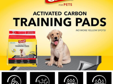Glad for Pets 100-Count Black Charcoal 23″ x 23″ Training Pads for Dogs as low as $18.28 Shipped Free (Reg. $32) – 18¢/Pad