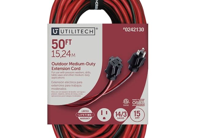 Utilitech 50-Foot Medium Duty Extension Cord for $30 each when you buy 3+ + free shipping w/ $45