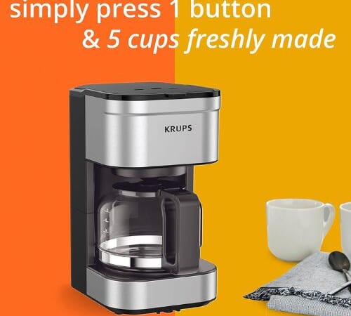 Krups Simply Brew Stainless Steel Drip 5 Cup Coffee Maker $20.95 (Reg. $39.99) – Keep Warm Function, Reusable coffee filter & More