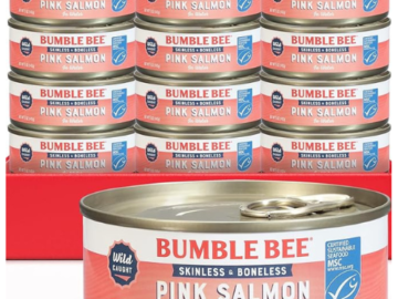 Bumble Bee 12-Pack Skinless & Boneless Canned Pink Salmon in Water, 5-Oz Cans as low as $17.16 Shipped Free (Reg. $35.88) – $1.43/Can