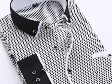 Men's Polka Dot Turndown Collar Dress Shirt for $9 + $5 s&h