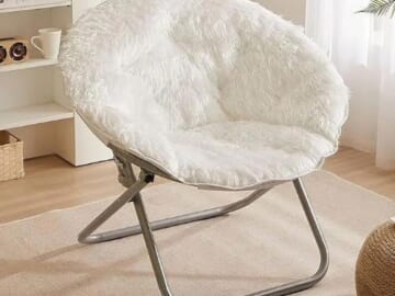 Urban Shop Mongolian Saucer Foldable Accent Chair, White $34 (Reg. $80)