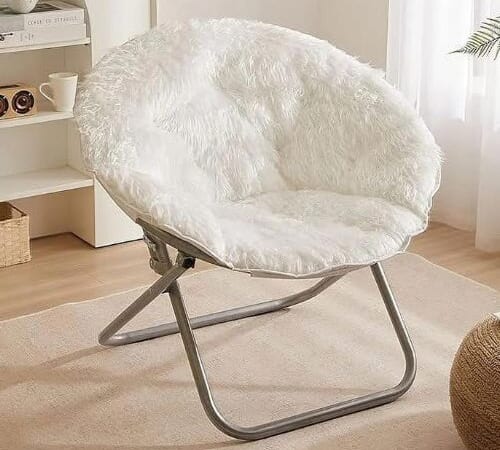 Urban Shop Mongolian Saucer Foldable Accent Chair, White $34 (Reg. $80)