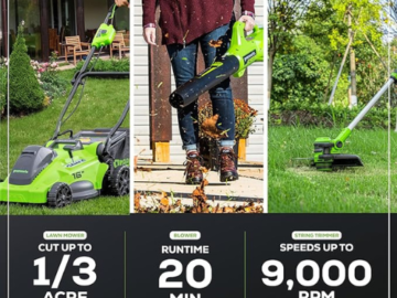 Greenworks 40V Cordless Mower, Blower and Trimmer Combo Kit $360 Shipped Free (Reg. $480) – With Battery and Charger + Compatible Tools