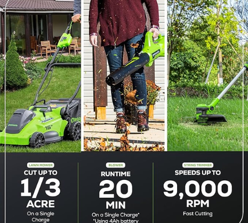 Greenworks 40V Cordless Mower, Blower and Trimmer Combo Kit $360 Shipped Free (Reg. $480) – With Battery and Charger + Compatible Tools