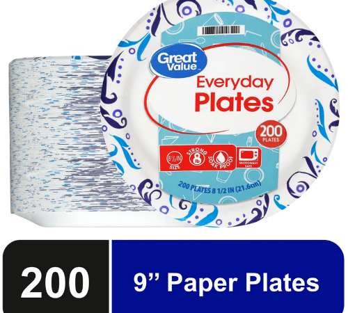 Disposable 9-Inch Patterned Paper Plates, 200 Count $9.97 (Reg. $12.28) – Soak Proof & Microwave Safe