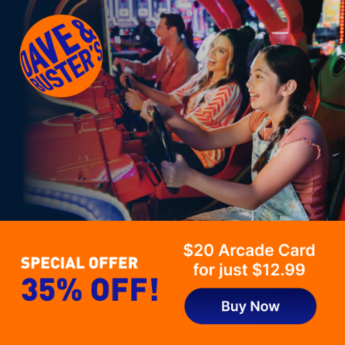 Exclusive Offer! Get a $20 Dave & Buster’s Arcade Card for just $12.99 – Limit 3 per customer!