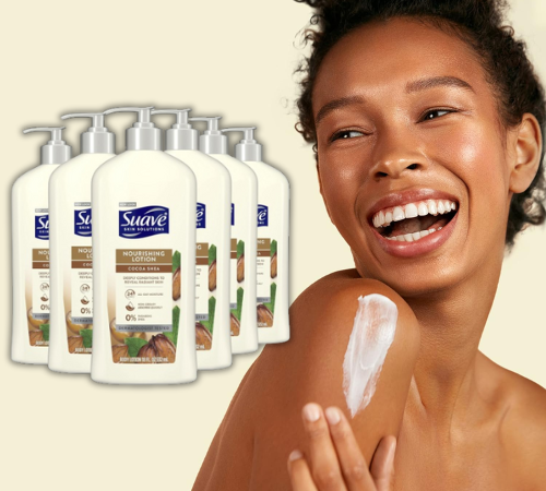 Suave 6-Pack Skin Solutions Cocoa Butter & Shea Body Lotion as low as $12.56 After Coupon (Reg. $21) + Free Shipping – $2.09/18 Oz Bottle