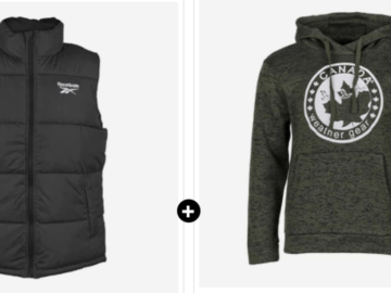 Canada Weather Gear Men's Logo Hoodie + Reebok Men's Puffer Vest for $30 + free shipping