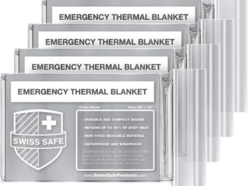 Swiss Safe Emergency Mylar Thermal Blanket 4-Pack + Bonus for $6 + free shipping