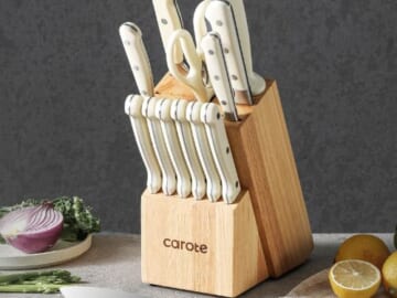 Carote 14-Piece Knife Set with Wooden Block $39.99 After Coupon (Reg. $200) + Free Shipping