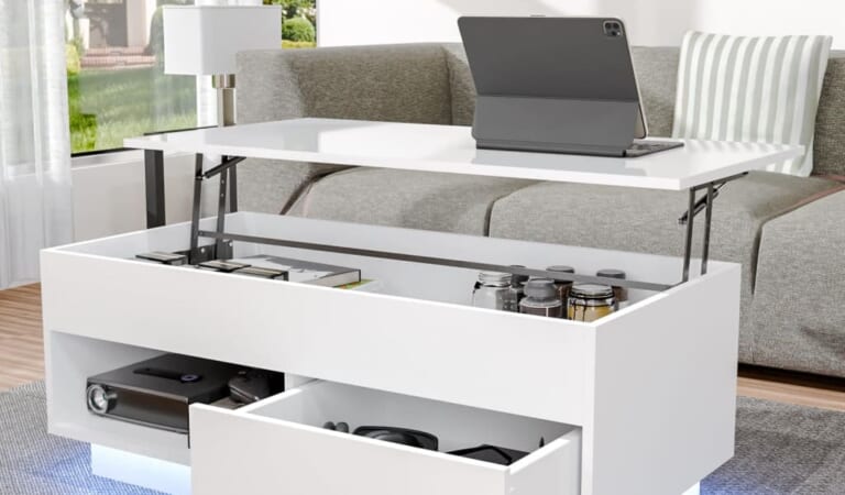 39.4" Lift-Top Storage Coffee Table w/ LED for $130 + free shipping