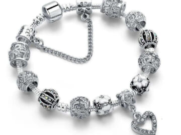 Valentine's Day Crystal Heart Charm Bracelets for $10 + free shipping