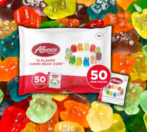 Albanese 50-Count Gummi Bears Mini Snack Packs as low as $7.26 when you buy 4 (Reg. $10) + Free Shipping – 15¢/0.5 Oz Pack