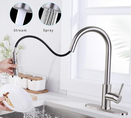 Commercial Kitchen Faucet w/ Pull Down Sprayer $22.97 (Reg. $51.35) – 1.9K+ FAB Ratings!