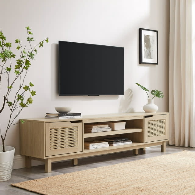 Walker Edison Boho 2-Door Rattan TV Stand for $158 + free shipping