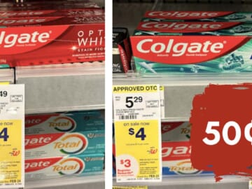 50¢ Colgate Toothpaste at Walgreens