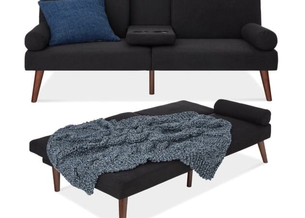 Mid-Century Modern Upholstered Futon only $180.49 shipped (Reg. $250!)