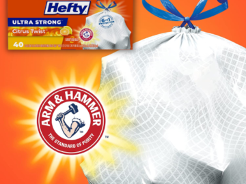 Hefty Ultra Strong Tall Kitchen Trash Bags, 40-Count as low as $7.26 plus $10 Amazon Credit when you buy 3 (Reg. $11.29) + Free Shipping – 18¢/ 13-Gallon Bag