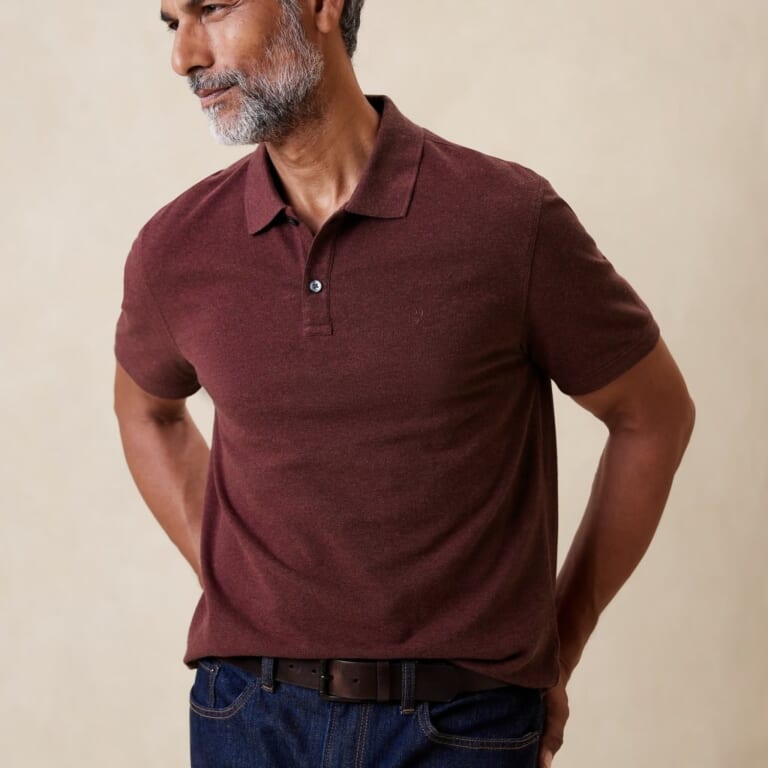 Banana Republic Factory Men's Cotton Monogram Pique Polo for $12 in cart + free shipping w/ $50