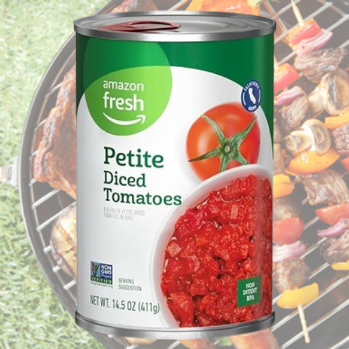 Amazon Fresh Petite Diced Canned Tomatoes, 14.5 Oz as low as $0.94 Shipped Free (Reg. $1.09)